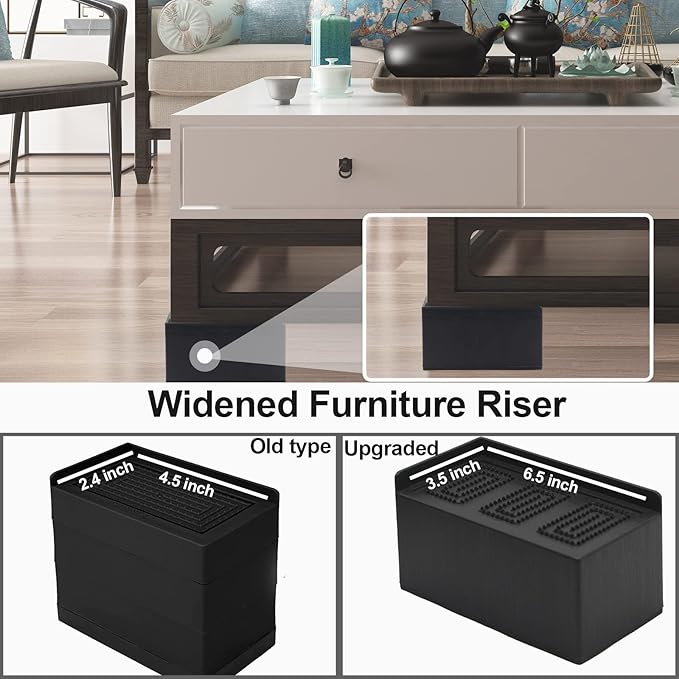 Bed Risers 5 inch, Oversized Extra Wide Bed Frame Risers, 11000lbs Heavy Duty Couch Risers, L Shape Wide Opening Furniture Risers for Bed, Couch, Desk, Chair, Soft, Platform, Dorm