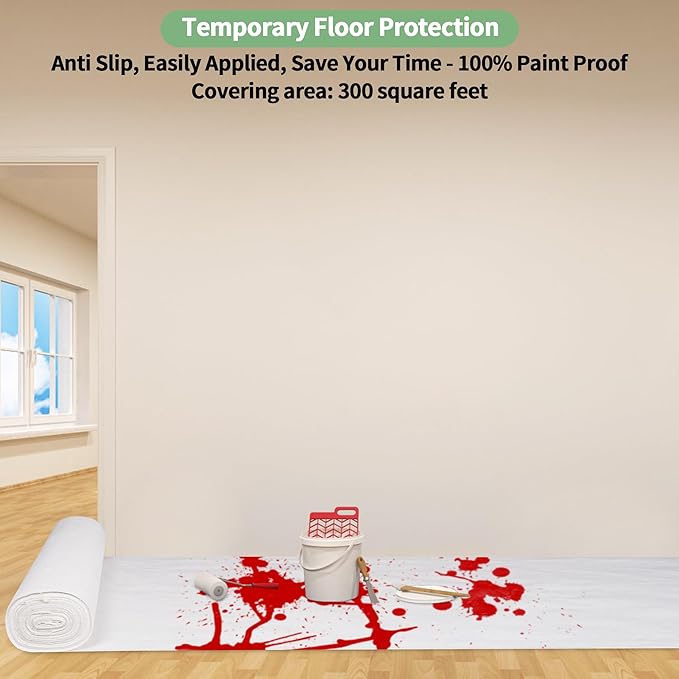 36" x 100' Temporary Floor Protection for Construction, Reusable Heavy Duty Floor Covering Roll for Hardwood Floors Tile & Paint, Anti Slip, Waterproof Carpet Protector Covers 300 sqft (3' x 100')