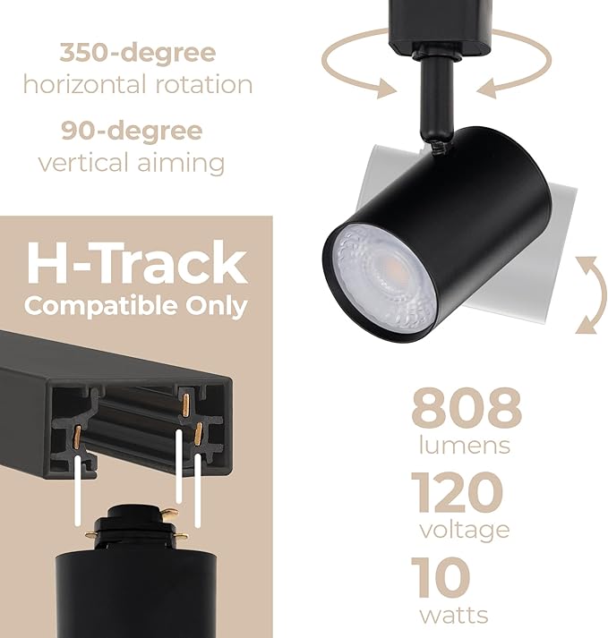Amped Collection 3-Light 48in Field Cuttable LED Track Lighting Kit with 3 LED 3000K Warm White Track Heads, 4ft Track, End Caps, Floating Feed in Black Finish