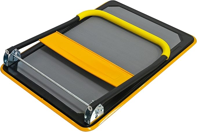 660lbs Large Size Heavy Duty Yellow Flatbed Cart, Foldable Platform Hand Truck with 360° Swivel Wheels, Steel Utility Dolly for Warehouse, Moving & Storage