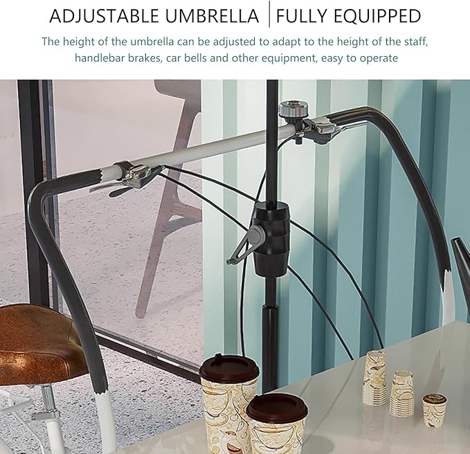 Mobile Vending Bicycle Cart, Food Display Stand with Parasol, Large Storage Space, Perfect for Shopping Malls, Events, Streets(White)