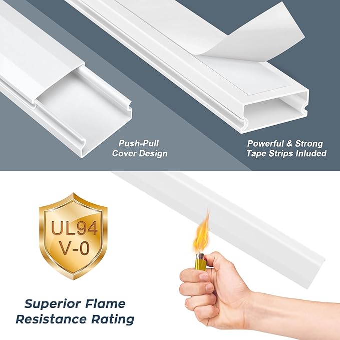 62.8in Cable Cover Wall, Beige Wire Cover for Wall, Paintable Cord Cover Wall Kit, Cord Hiders for TV on Wall, Hide Cords Wall Mounted TV - Cord Concealer Cable Channel 4xL15.7in W0.98in H0.5in