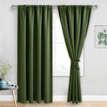 JIUZHEN Christmas Blackout Curtains for Bedroom - Thermal Insulated Room Darkening Noise Reducing, 52 x 84 Inch Length Curtains for Living Room, Set of 2 Panels with Tiebacks, Olive Green