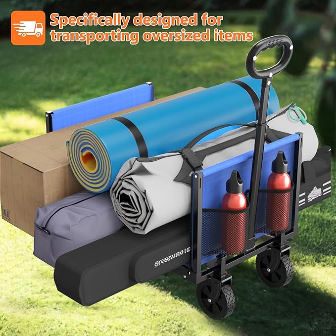 YACONA 3 in 1 Wagons Carts Foldable, 360LBS Lightweight Wagon with All Terrain Wheels, Collapsible Wagon Cart for Grocery, Camping, Beach, Garden & Sports