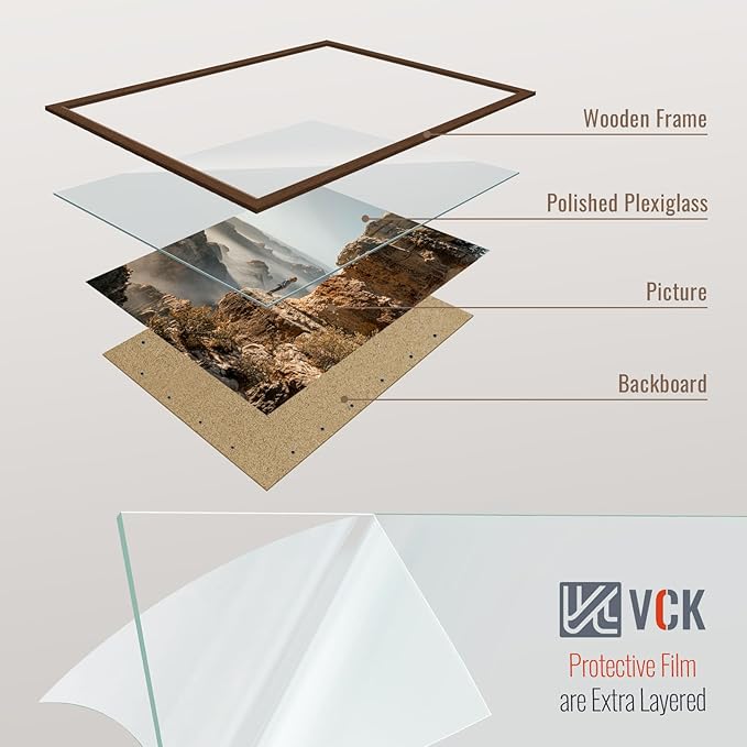 VCK 20x30 Poster Frame 5 Pack, Brown Wood Picture Frame with Exclusive Wood Grain, Wall Hanging