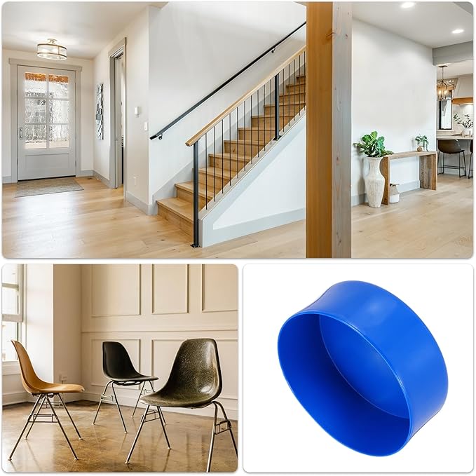 uxcell 4pcs Rubber End Caps 140mm(5 1/2 Inch) ID x 80mm(3 1/8 Inch) H Vinyl Round End Cap Cover Screw Thread Protectors Blue