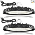 2Pack UFO LED High Bay Lights 150W,19500LM,6000K Daylight,Energy Efficient Commercial Warehouse Shop Light with 5ft Power Cord,AC100-277V