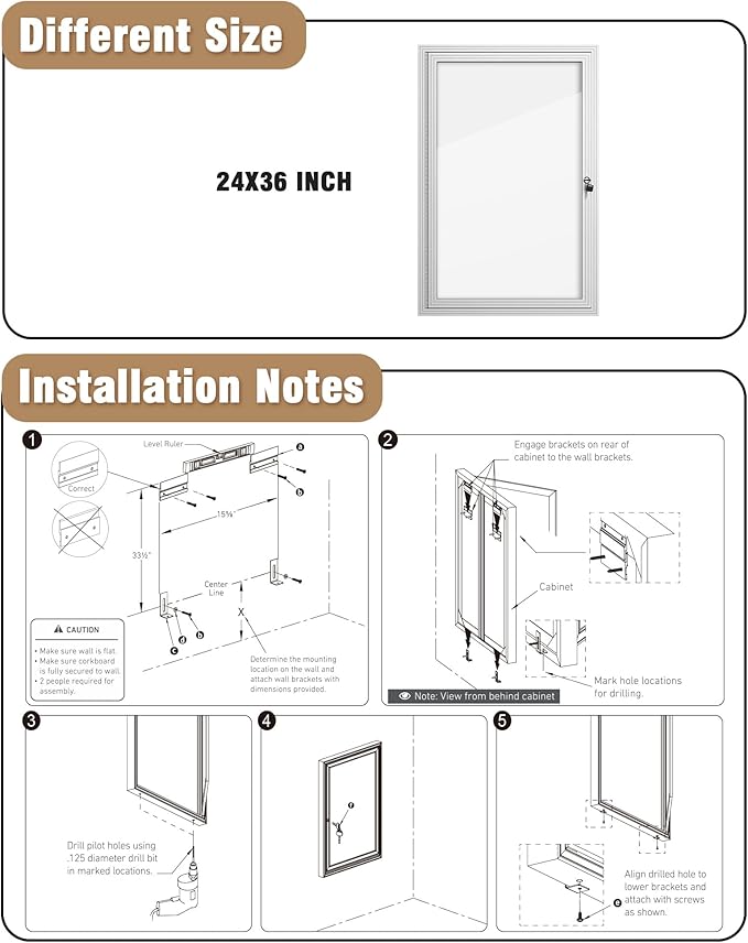 Mifuro 36"x24" Enclosed Bulletin Board, Outdoor Lockable Weather-Resistant Aluminum Noticeboard for School & Office, Silver Frame w/Magnetic Board