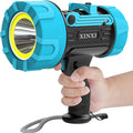 XINXI Rechargeable Spotlight with 1000000 Lumens COB Floodlight, IP67 Waterproof Spotlight Flashlight,Long Runtime Handheld Spot Light with Red Filter for Hiking, Boating, Hunting(Black)