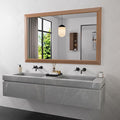 Amorho Bathroom Mirror for Wall, 48 X30 Inch Walnut Wood Grain Metal Framed Mirror, Anti-Rust, Hang Horizontally/Vertically, Suitable for Vanity, Bedroom, Farmhouse, Bathroom