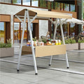 Foldable Food Cart for Business, Lightweight Farmers Market Stalls with Awning, Vendor's Stall Kiosk for Sale Hot Dog, Ice Cream, Food(Light-Brown,47.2in)