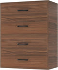 GOFLAME Stackable 2-Drawer Dresser Set of 2, Wood Horizontal Storage Organizer with Metal Handle & Smooth Sliders, Lateral File Cabinet with Anti-tilt Kit for Bedroom Office, Walnut