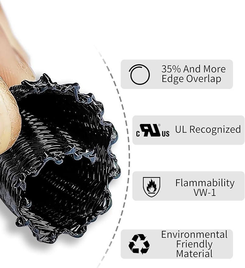 Cable Management Split Wire Loom Sleeve - Cord Hider & Protector for Desk, Pet Chew Proof, Wire Cover Organizer, Flexible Tube for Wires and Cables (1 Inch 25FT, Black)