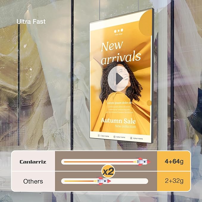 85inch Ultra-Slim Bezel-Less Digital Signage Display 4K HD 700 Nits Wall-Mountable Digital Signage Monitor 4+64G Android System HDMI Connectivity Ideal For Wayfinding Advertisingand More