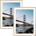 Frametory, 14x18 Metal Picture Frame with Mat for 12x16 Picture & Real Glass, Aluminum Photo Frame Collection (Gold, 2 Pack)