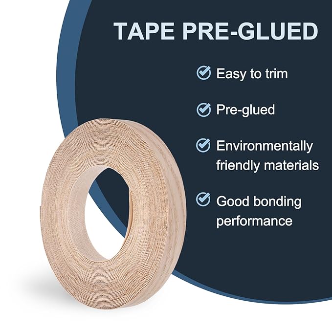PATIKIL Red Oak Edge Banding, 3/4 in x 49.2 ft Wood Veneer Tape, Pre-glued Flexible