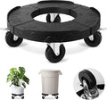 ToLanbbt Trash Can Dolly with 3 in Upgraded Wheels, 15-19 in Adjustable Round Furniture Dolly, Heavy Duty 480 LBS Drum Rolling Base, Keg Dolly for 20, 32, 44, 55 Gallon Garbage Cans, Black, 1 Pack