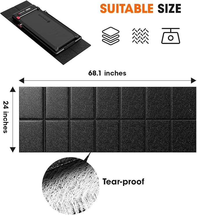 Walking Pad Mat for Carpet Floor, 68"x24", Treamill Mat for Hardwood Floors, High Density, 1/5 Thickness, Folable, Floor Protection for Bike, Elliptical, Treadmill