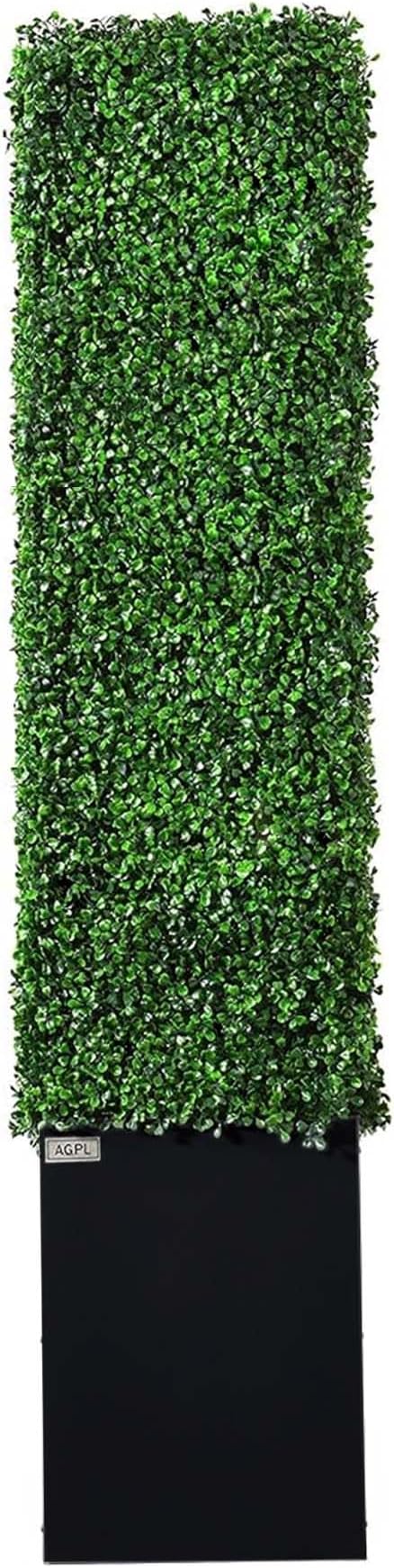 AGPL Artificial Hedge Wall with Black Stainless Steel Base, Outdoor and Indoor Backdrop Divider Privacy Screen and Decorative Wall for Patio, Balcony, Restaurant, Various Events 48" W*12" D*64" H