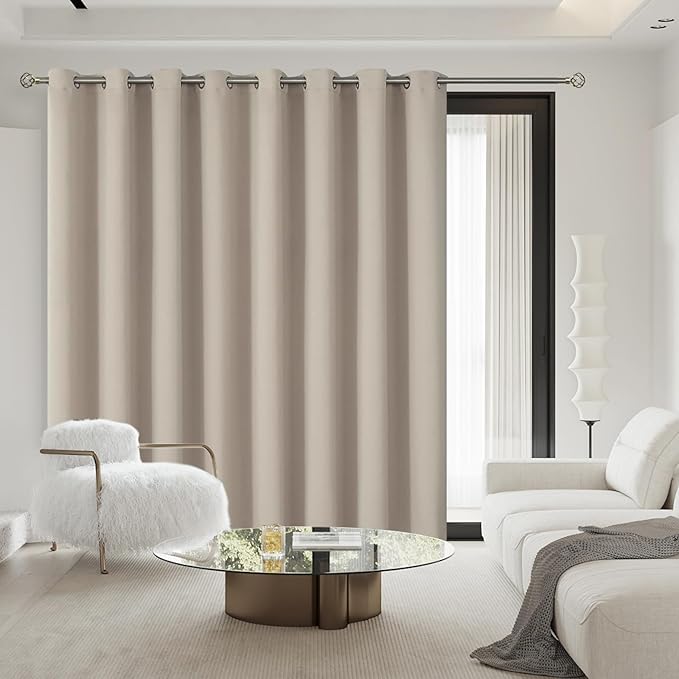 BGment Camel Sliding Door Curtain 96 Inch Long - Wide Room Darkening Room Divider Curtain for Bedroom Privacy Themral Insulated Grommet Room Separator Drape, 1 Panel, 100 X 96