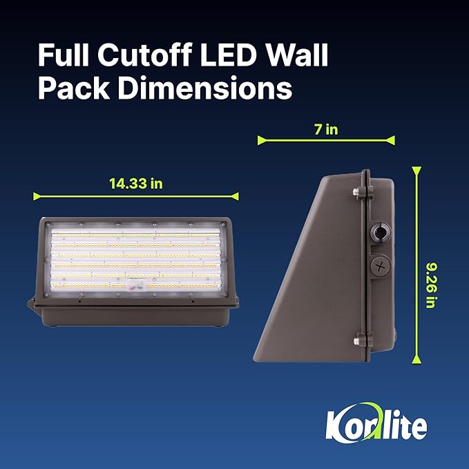 Konlite - 90W/63W/45W Full-Cutoff LED Wall Pack Lights, Selectable Wattage & CCT (5000K/4000K/3000K), LED Wall Light, Energy Efficient, Durable, Outdoor Commercial Wall Pack Light, 14,900LM