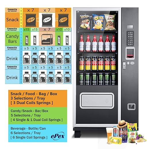 EPEX Snack Beverage Combo Vending Machine with LED Glass Front