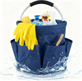 17L Cleaning Caddy With Handle, Foldable Storage Cleaning Product Organizer, Cleaning Caddy Organiser, Outdoor Camping，Portable Multifunctional Cleaning Bucket tool Bag Organizer (navy blue)