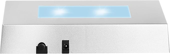 EUSTUMA LED Light Base Rectangle Display Stand In A Variety of Colors,Lighted Up Stand Color Changing Small LED for 3D Glass Crystal Art,Holiday Party Decoration. (Silver, Medium)
