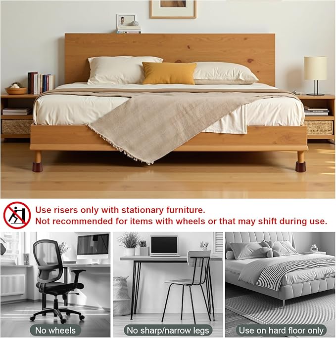 Furniture Raisers Bed Risers - 2 Inch Wooden Circle Heavy Duty Furniture Height Extenders Lifts for Sofa Couch Desk Chair Table Base Raising Space, Convenient Store and Cleaning, Pack of 4