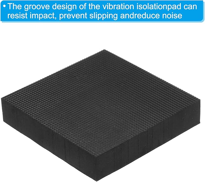 PATIKIL Rubber Anti-Vibration Pads, 4 Pcs Square Vibration Isolation Mats 3.94" x 3.94" x 0.8" for HVAC, Air Conditioner, Air Compressor, Washer, Dryer, Black