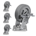 6'' × 2'' Caster Wheels, Heavy Duty Industrial Casters Set of 4 Rubber Wheels, Load 3600lbs Capacity, Swivel Caster for Cart Dolly Toolbox Trolley (4 Brake)
