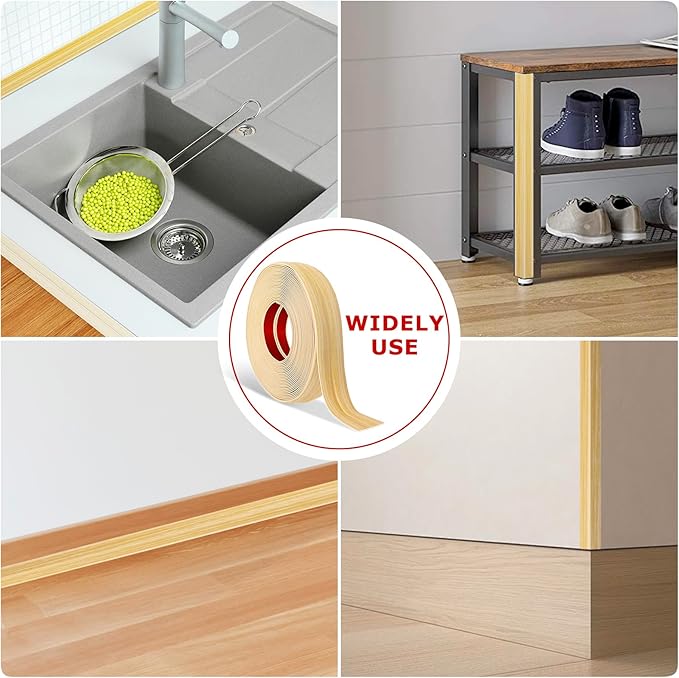 Flexible Wall Corner Protector Moulding Trim Peel and Stick Wall Corner Guards Edge Protector Self Adhesive Molding Trim Strip for Edge Ceiling (Original Wood Grain, 2.4 in x 10 Ft)