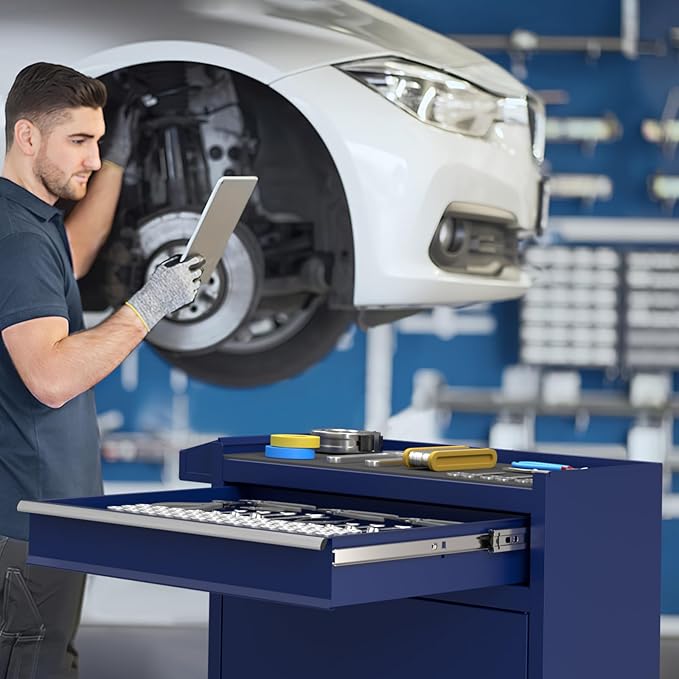 5-Drawers Tool Chest, 2-in-1 Mechanic Rolling Tool Box Removable Lockable Tool Storage Cabinet, Metal Tool Cart with Drawers and Wheels for Garage, Workshop