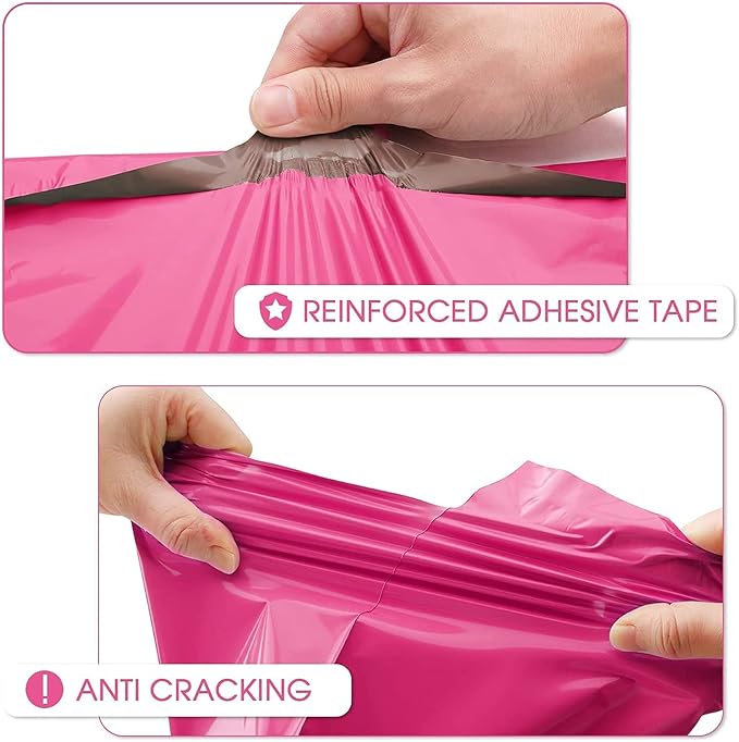 Metronic Pink Poly Mailers 14.5x19 Large Poly Mailers 500 Pack Self-Seal Shipping Bags, Packaging Bags, Shipping Envelopes, Packaging for Small Business, Boutique, Clothing