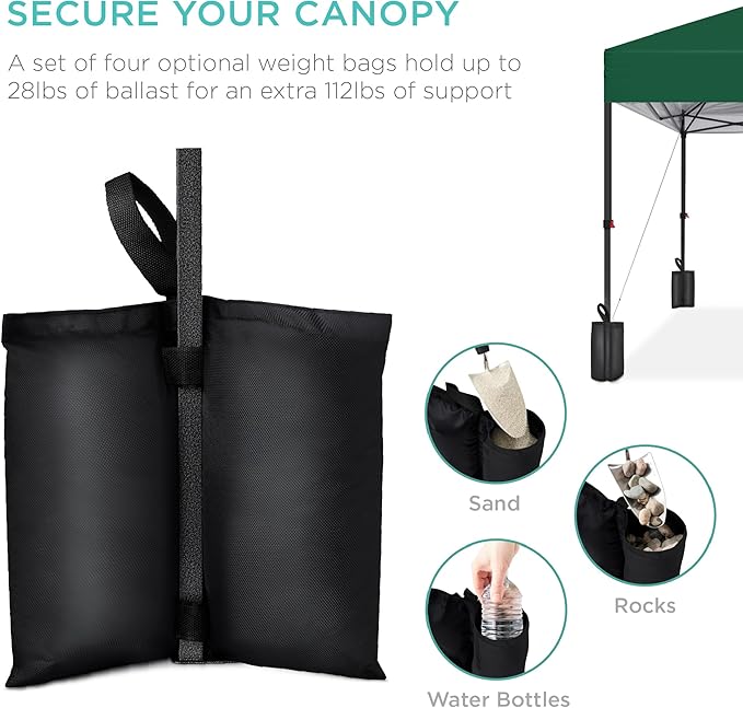 Best Choice Products 10x10ft 1-Person Setup Pop Up Canopy Tent Instant Portable Shelter w/ 1-Button Push, Case, 4 Weight Bags - Forest Green