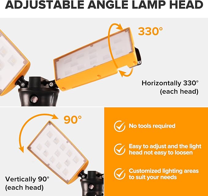 LUTEC 【Upgraded】 6290Pro 15000 Lumen 105 Watt Dual-Head LED Work Light with Telescoping Tripod, Work Light with Stand Rotating Waterproof Lamps and 8 Ft 3-Prong Power Cord