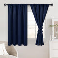 JIUZHEN Blackout Curtains for Bedroom - Thermal Insulated Room Darkening Rod Pocket Curtains for Living Room, Set of 2 Panels with Tiebacks, 38 x 54 inches Long, Navy Blue