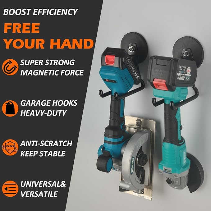 MUTUACTOR Updated Magnetic Hooks Heavy Duty,40lbs Anti-Scratch Garage Large Magnet Hooks,2PCS Super Strong Magnetic Garage Hooks for Organizing Impact Drivers Trailer Cord Garden Tool Box