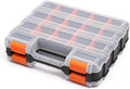 Mayouko Double Side Tools Organizer, Customizable Removable Plastic Dividers, Hardware Box Storage, Excellent for Screws,Nuts,Small Parts, 34-Compartment, Black/Orange,12.6"L x 10.6"W x 3.2"H