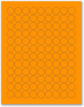 8-1/2 x 11" Fluorescent Labels for Laser & Inkjet Printer (Orange Fluorescent, 3/4" Round - 108 Per Page | 2700 Labels)