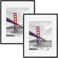 Frametory, 11x14 Metal Picture Frame with Mat for 8x10 Picture & Real Glass, Aluminum Photo Frame Collection (Black, 2 Pack)