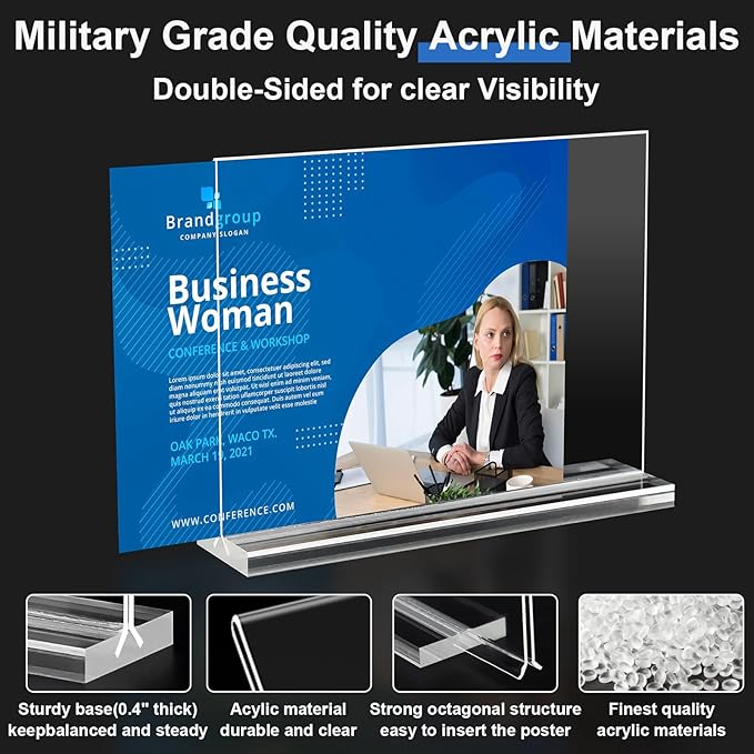 Acrylic Sign Holder 7x5,6 Pack Clear Sign Holder Double Sided Table Menu Horizontal Desktop Display Stand Paper Flyer Holder Tabletop Sign Holder Suitable for Restaurants, Office, Store, Hotels