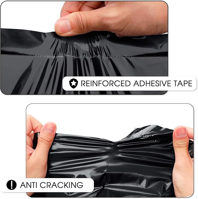 Metronic Black Poly Mailers 14.5x19 Large 500 Pack Self-Seal Shipping Bags, Packaging Envelopes for Small Business, Boutique, Clothing