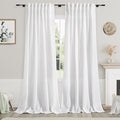 Nanspring Linen White Extra Long Curtains for Living Room 2 Panels Set Back Tab Light Filtering Semi Sheer Drapes Modern Farmhouse Decor Linen Textured Curtain for Floor to Ceiling Window 52x113