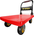 Platform Truck, Foldable Push Cart Dolly with Four 360 Swivel 5'' Wheels, 1200LBS Capacity Heavy Duty Moving Platform Trucks Hand Cart for Groceries, Garage, Warehouse (Red)