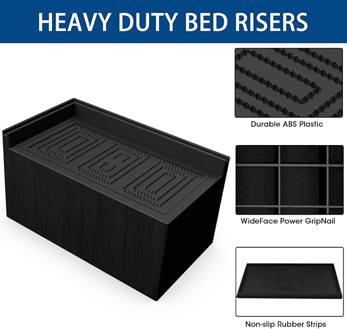 Bed Risers 3 or 5 inch, 8 Pack Oversized Extra Large 6.5x3.5 inch Post, 11000lbs Heavy Duty Couch Risers, L Shape Wide Opening Extra Large Furniture Risers for Bed, Couch, Sofa, Table, Chair