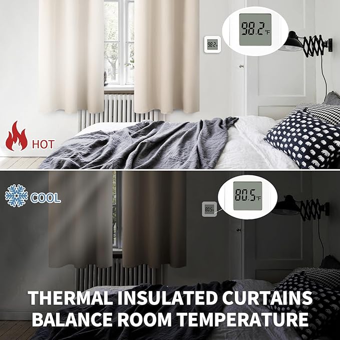 BGment Blackout Curtains - Grommet Thermal Insulated Room Darkening Bedroom and Living Room Curtains, Set of 2 Panels (55 x 96 Inch, Champagne)