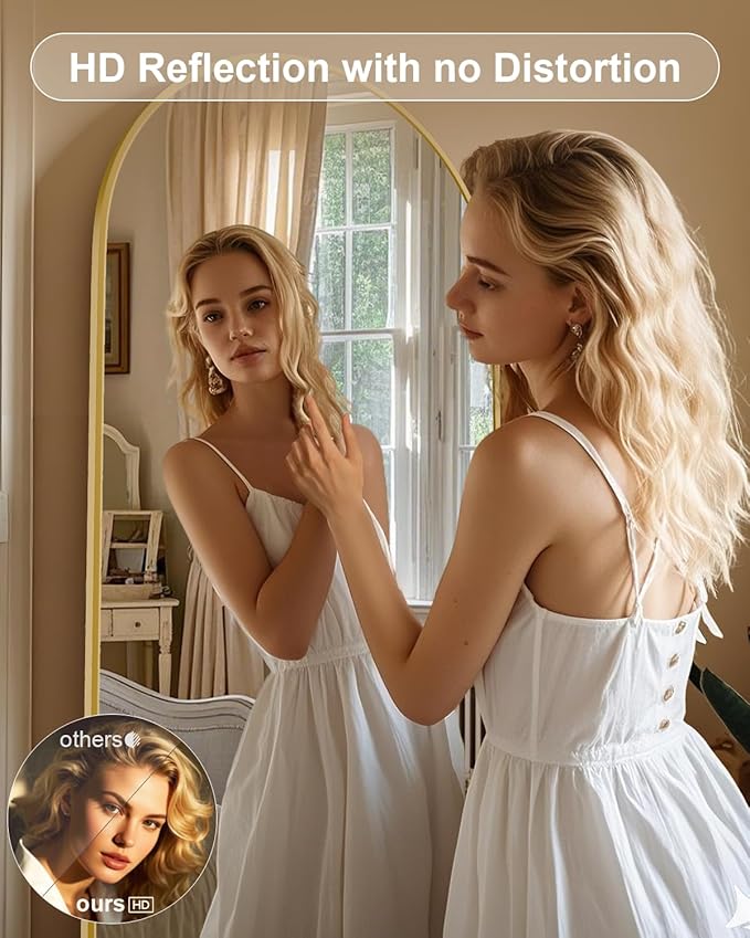 71"x32"Floor Mirror Full Length,Arched Full Length Mirror with Stand,Full Body Mirror,Hanging or Large Leaning for Bedroom Living Room Gold