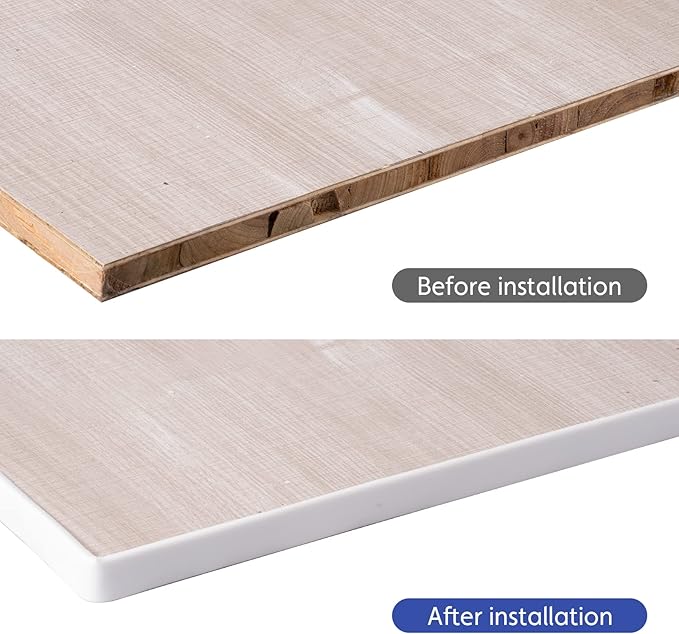 U-Shape Edge Banding, 9.8 ft TPE Self Adhesive Veneer Edging Trim Flexible Edge Protector, Furniture Edge Strip for Countertop Table Cabinets Shelves Restoration (White, 3m×15mm)