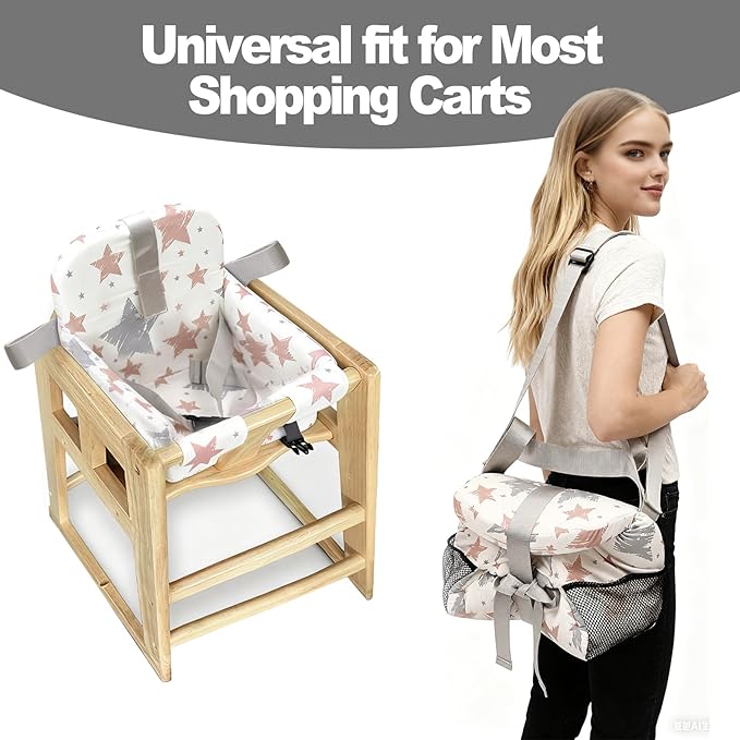 Padded Shopping Cart Cover for Baby Boy & Girl, High Chair Cover for Restaurant Seat, Machine Washable Infant Toddler Buggy Seat Cover(Star)